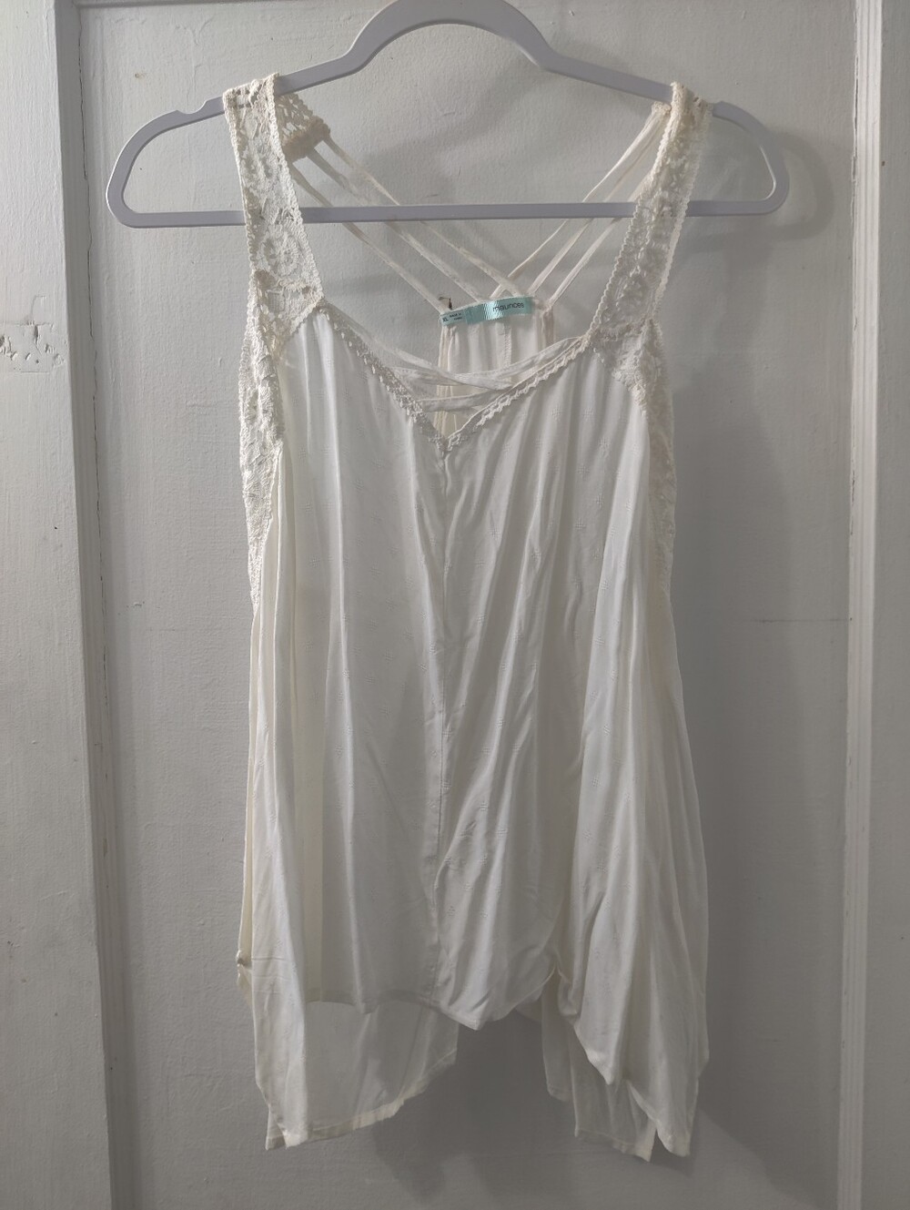 Maurices White Lace-Trim Tank with Strappy Back